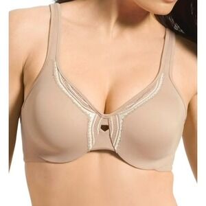 Olga Womens Beige Lace Butterfly Effect Minimizer Bra Size 38DD
